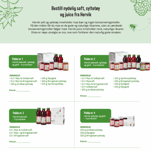 Presentasjonsark med bestillingsskjema